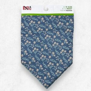 Boots‎ & Barkley Blue w/ Flowers Pet Bandana One Size Fits Most NWT